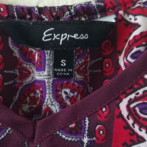 EXPRESS Paisley Scarf Top Small - Picture 2 of 3